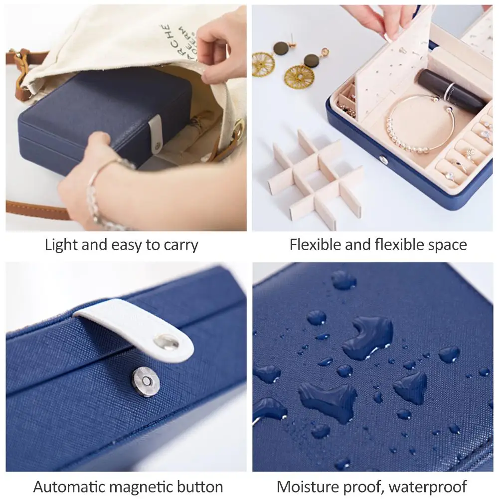

Makeup Organizer Portable Waterproof Jewelry Storage Box Ring Necklace Earrings Girl Gift Storage Box Make Up Organizer