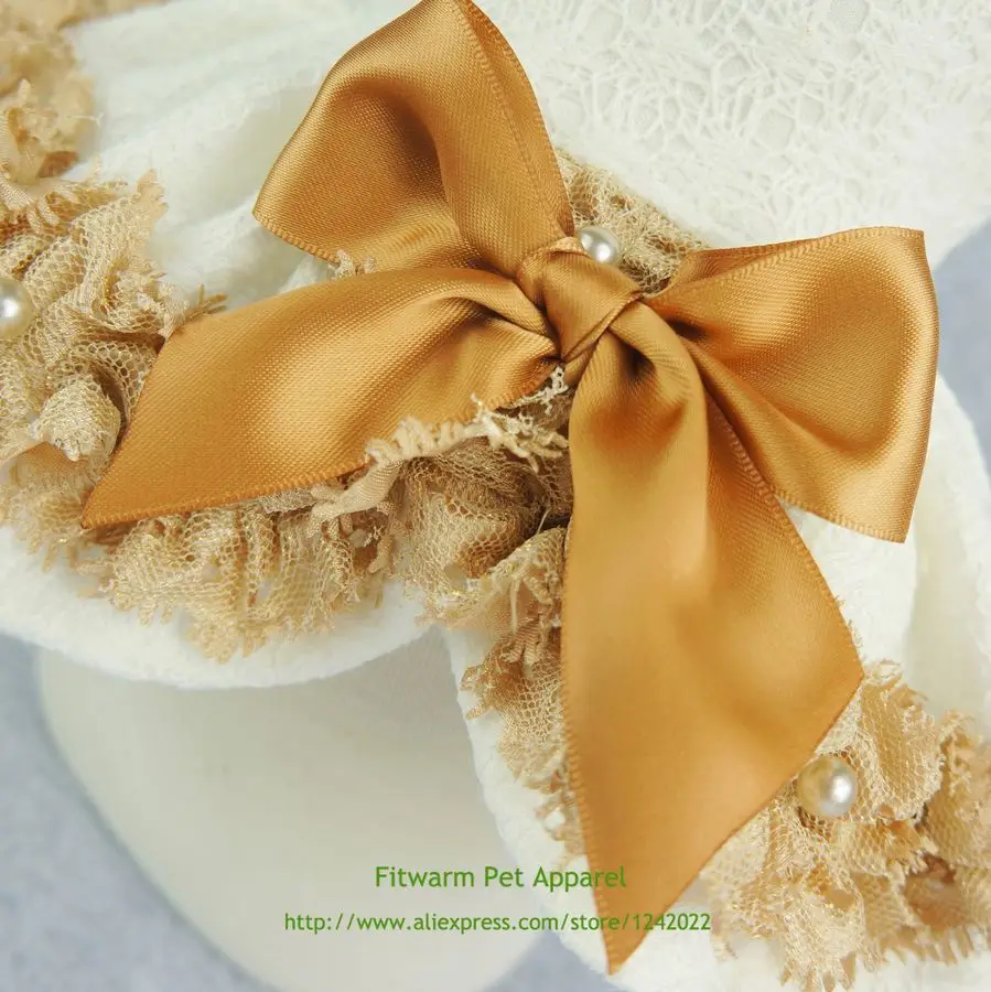 Элегантная кружевная одежда для домашних животных Fitwarm собак свадебные рубашки