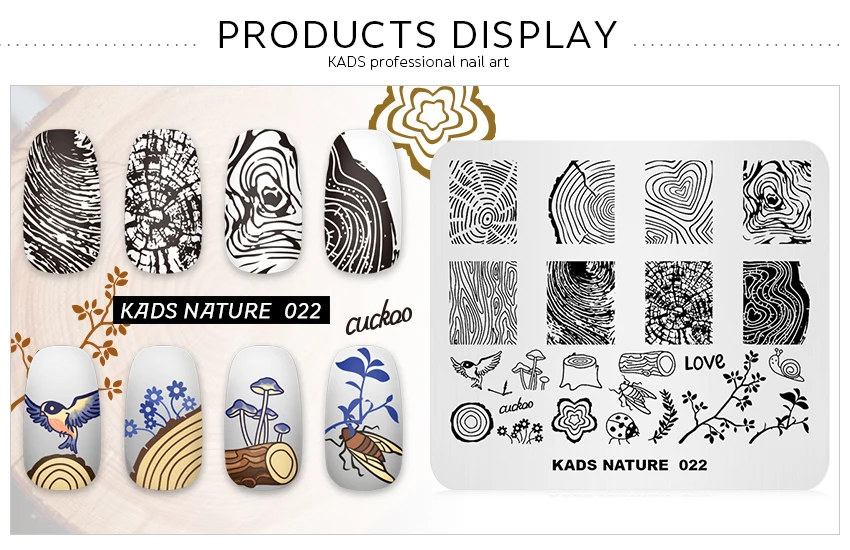 KADS Nature 022 пластины для стемпинга ногтей Joyful Designs дизайн ногтей штамп шаблон изображения пластина декоративный для маникюра DIY аксессуары