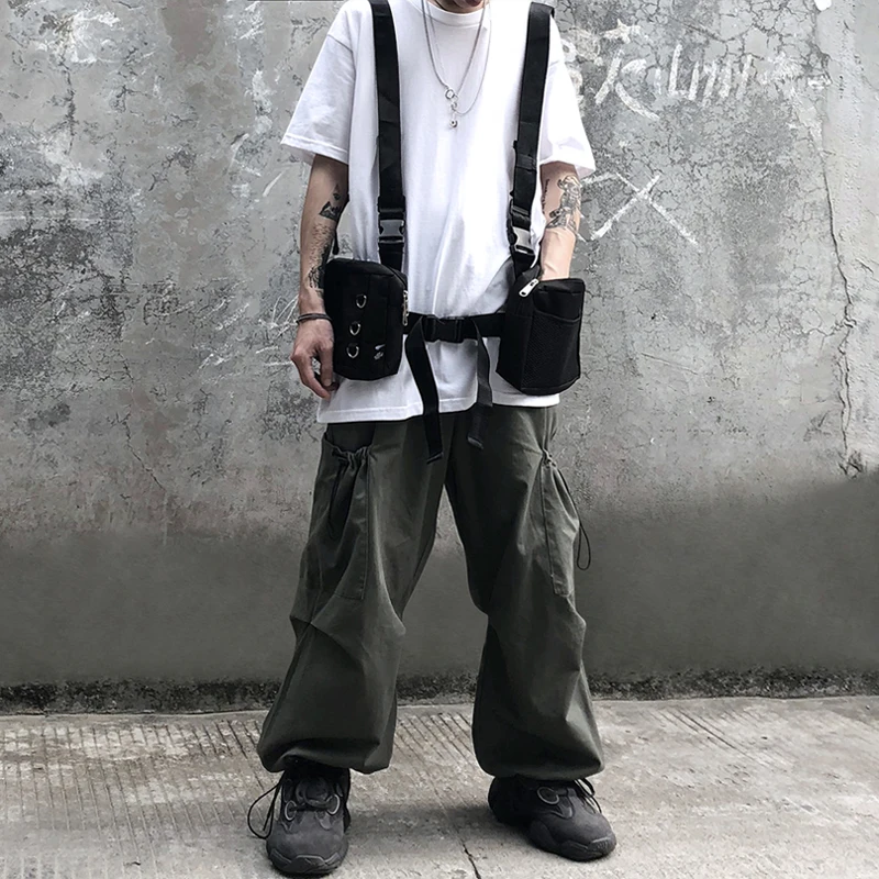 Свободные брюки в стиле хип-хоп с эластичной резинкой на талии модные широкими