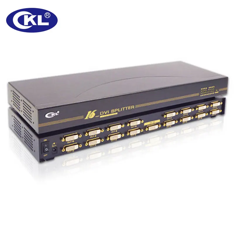 CKL High Quality 16 x 1 16 Port DVI Splitter box Support DDC DDC2 DDC2B HDCP 1920 x 1080 Hotkey Selection Rack Mount CKL-916E