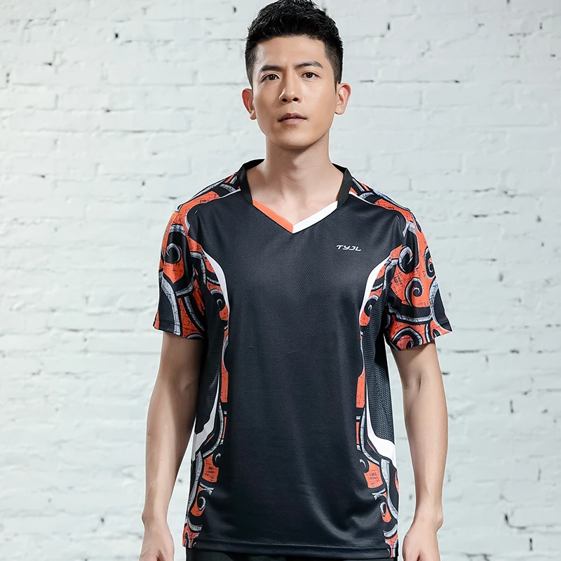 Man 1 shirts Новая одежда для бадминтона, футболки для бадминтона, Мужская теннисная одежда, рубашки, быстросохнущая Спортивная одежда для бадминтона, настольные теннисные майки 2625 - Цвет: Man 1 shirts