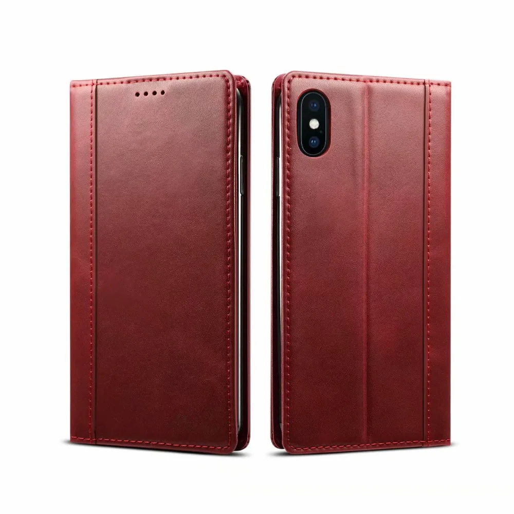 Для iphone x чехол кожаный бумажник корова iphone 8 plus Фолио откидная крышка xs max карты xr Слоты держатель Coque бизнес для мужчин 7plus коричневый