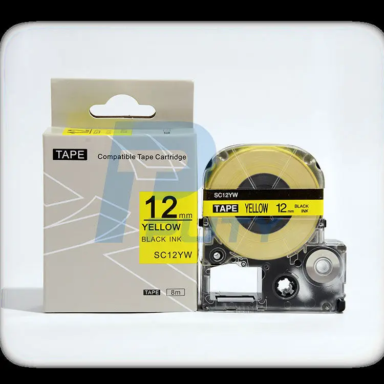 20pcs/lot 12mm Label Tape Cartridge 100% compatible for Kingjim TEPRA LW-300 LW-400 SC12YW black ink on yellow tape | Компьютеры и