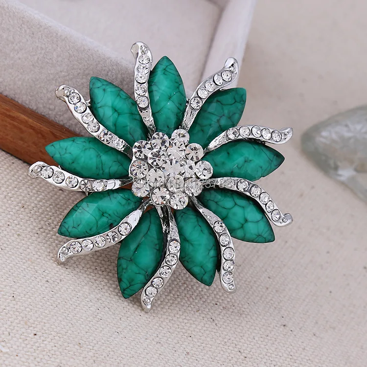 Новинка 2017 модная Нежная брошь из горного хрусталя смолы геометрический цветок