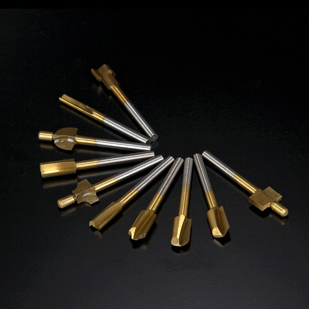 10 шт. 1/8 &quotHSS деревянные фрезы с титановым покрытием мини 3 мм для дерева фрезерный