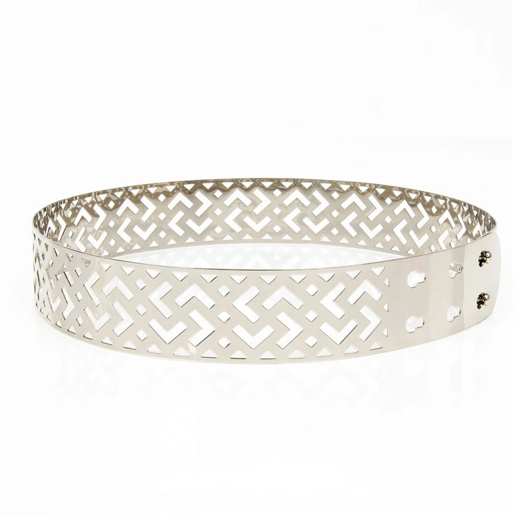 

Women Punk Full Metal Mirror skinny Waist Belt 2019 Metallic Gold Plate 3cm Wide Chains Lady ceinture sashes for dresses RT33