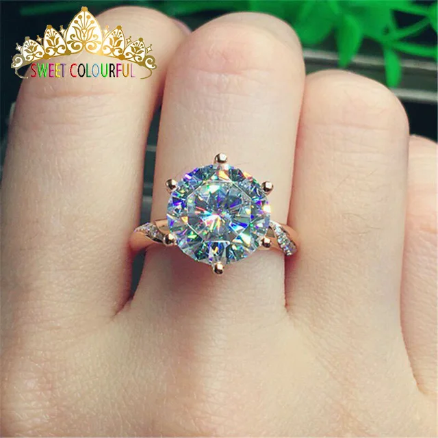 100% 18K Золотое кольцо 3 карат D color VVS Moissanite Diamond подлинной MO 005|Кольца| |