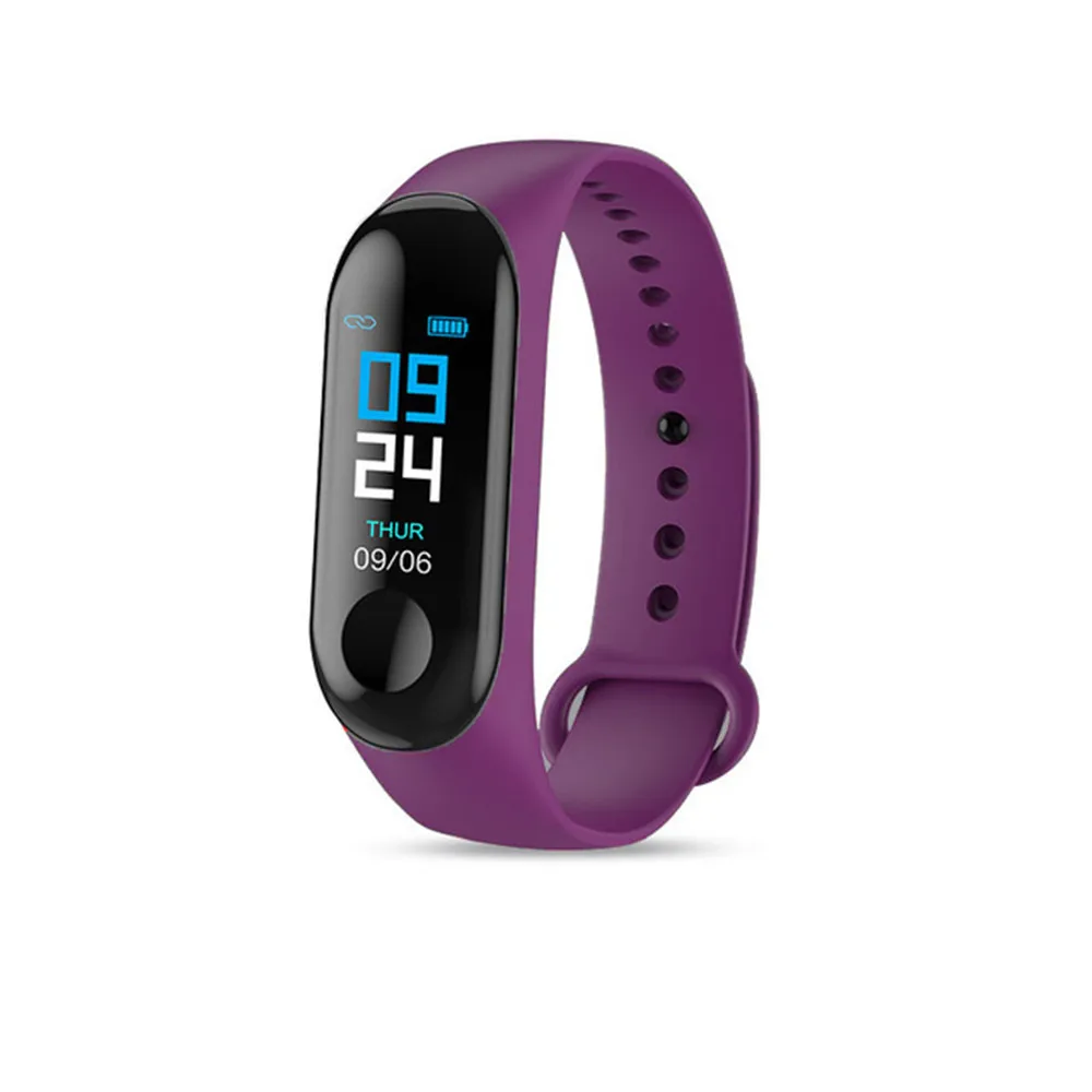 Purple M3 plus, Смарт-часы, фитнес-трекер, браслет, пульсометр, цветной экран, умная электроника, браслет, спортивные часы - Цвет: Purple