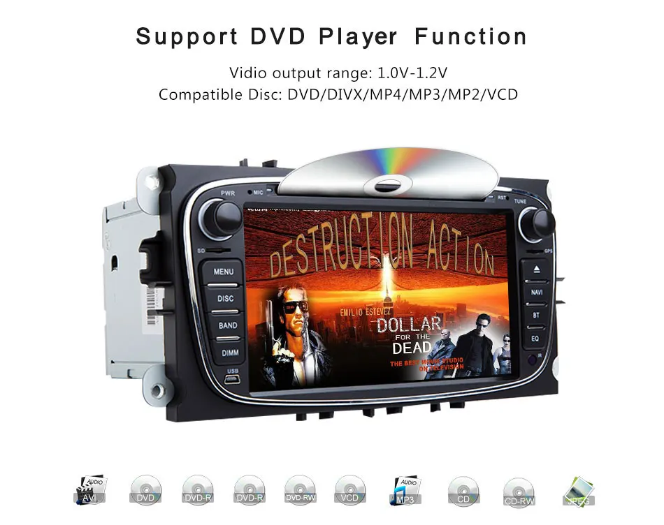 Авторадио 2 Din Android 8,1 автомобильный dvd-плеер для Ford Focus 2 3S-Max C-Max Mondeo 4 Galaxy Kuga 2008-2010 gps навигация головное устройство