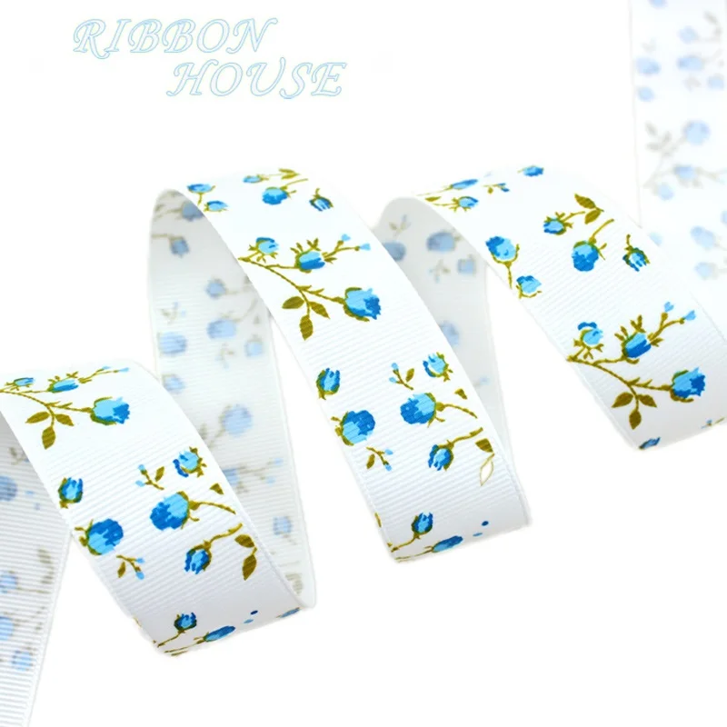 5 ярдов/партия) 1 ''(25 мм) розы grosgrain DIY ленты Печатные милые цветочные серии ленты