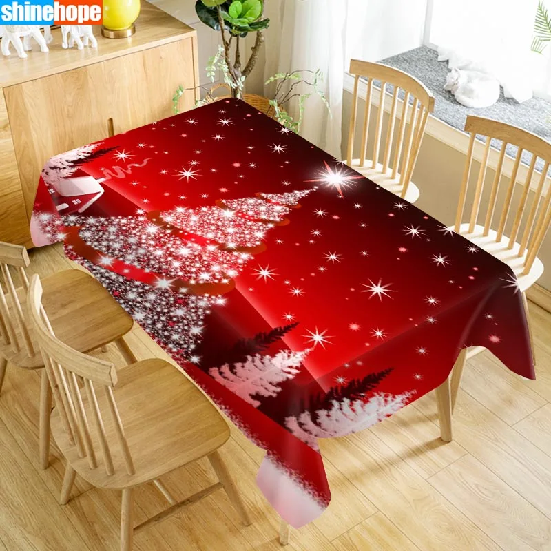 Oxford Cloth Customize Tablecloth Christmas Merry Tree Dust-proof Rectangular Table Cover For Party Home Decor 100X140cm |