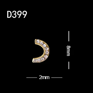 D399 10 шт./лот,, амулеты, Длинные полосы, стразы, для украшения ногтей, 3D, квадратная форма C, сплав, драгоценные камни для ногтей - Цвет: D399