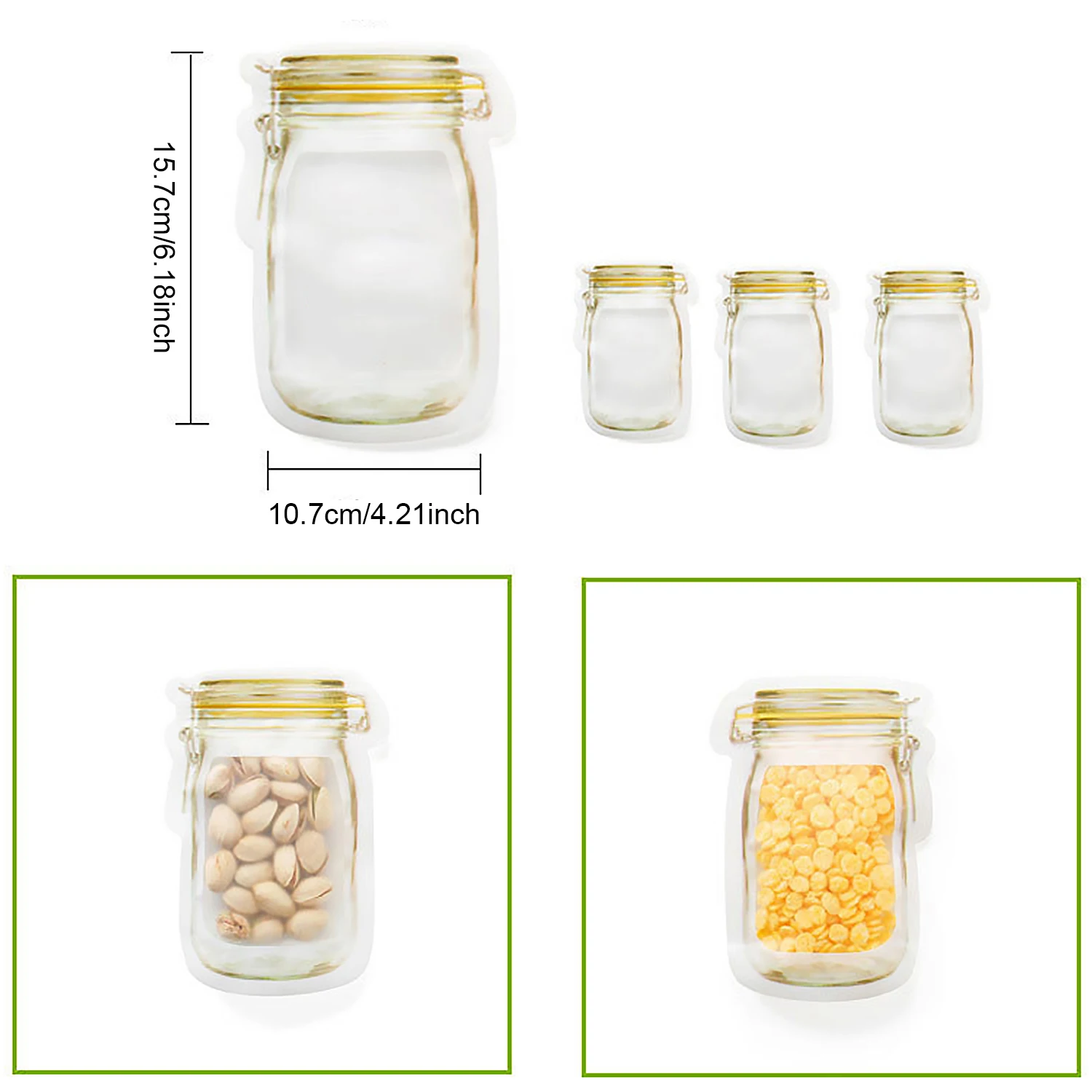 4 шт. многоразовые герметичные пакеты для хранения пирожных 120 мл 10 7 х15