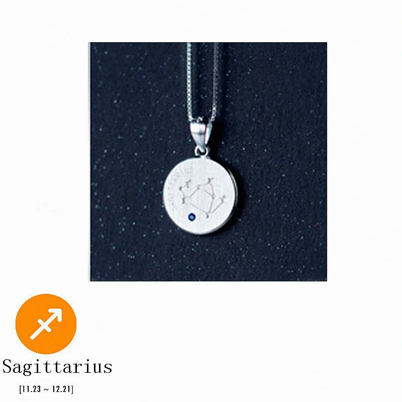 11 Sagittarius INZATT Настоящее 925 пробы Серебряное модное циркониевое Созвездие колье ожерелье хорошее ювелирное изделие для женщин подарок на день рождения - Цвет камня: 11 Sagittarius