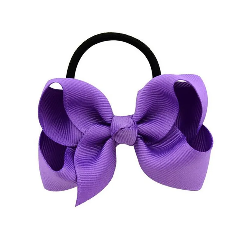 purple 3 дюймовые Детские бантики для волос, банты для волос для девочек, резинки для волос, эластичная лента для волос, женские аксессуары для волос, веревка, резинка, резинка - Цвет: purple