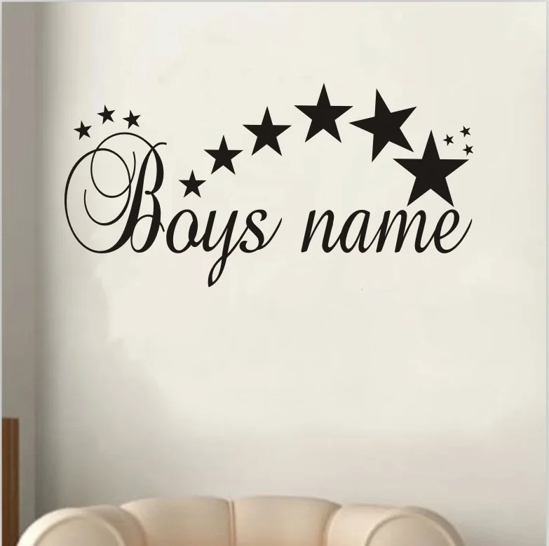 

Customized Stars Any Name Vinyl Wall Sticker Art Decal Boys Bedroom Wall stickers for kids room Living room Vinyl Mural