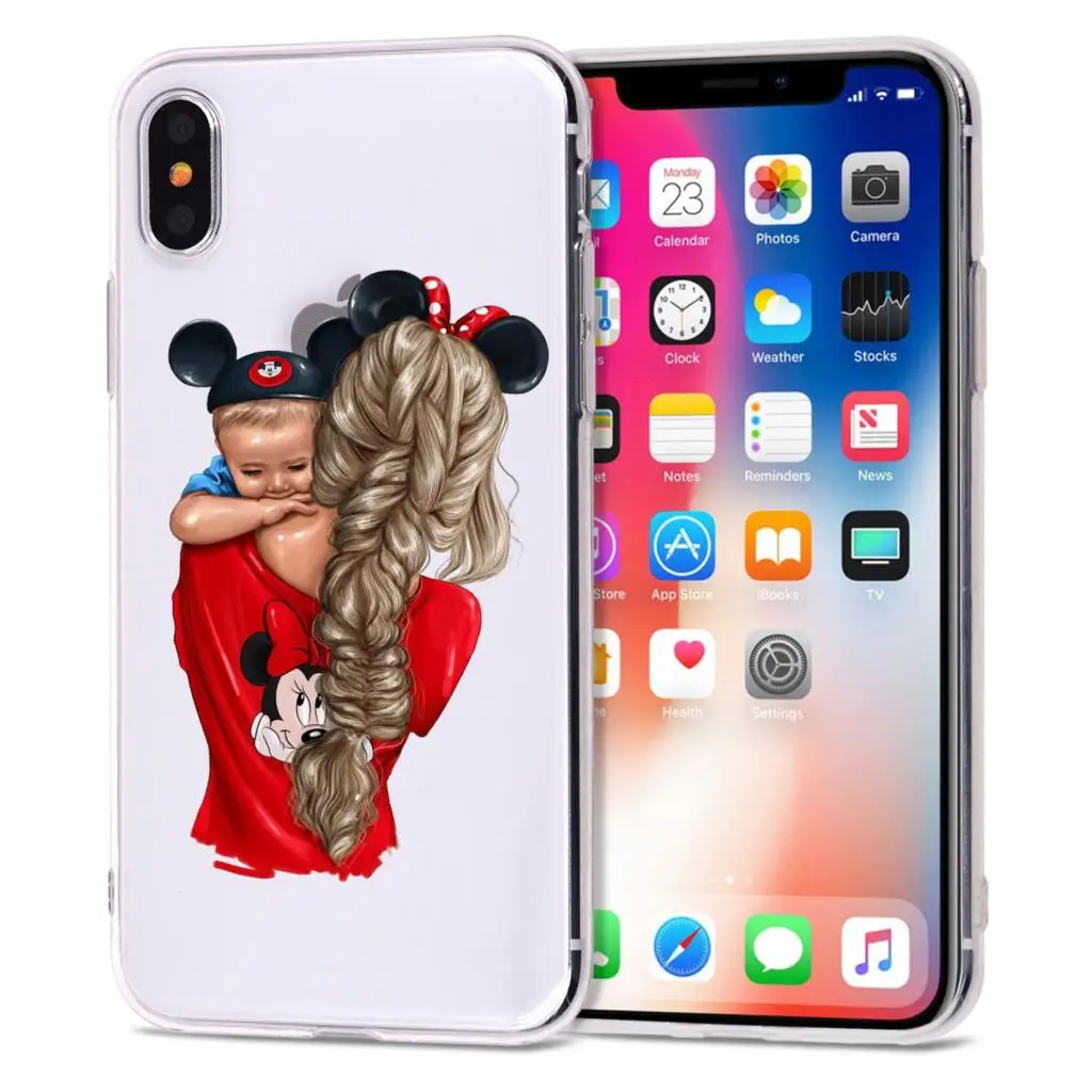 Fashion Black Brown Hair Baby Mom Girl Queen 01 Case For iPhone X XS Max XR 8 7 6 6s Plus 5 5s SE Silicone Woman Phone Cover |