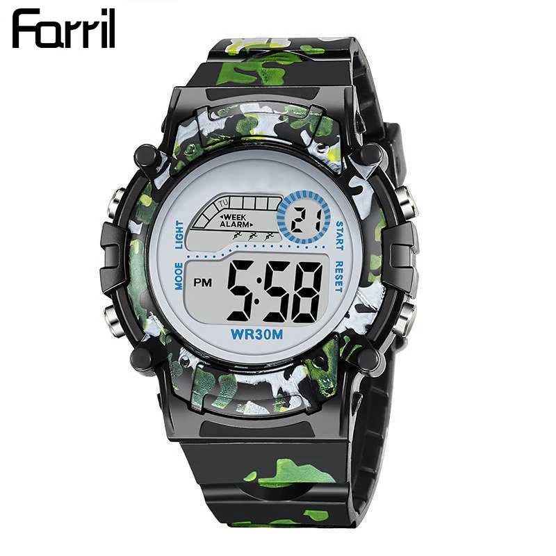 2019 камуфляжные детские часы светодиодные цифровые лампы силиконовые наручные