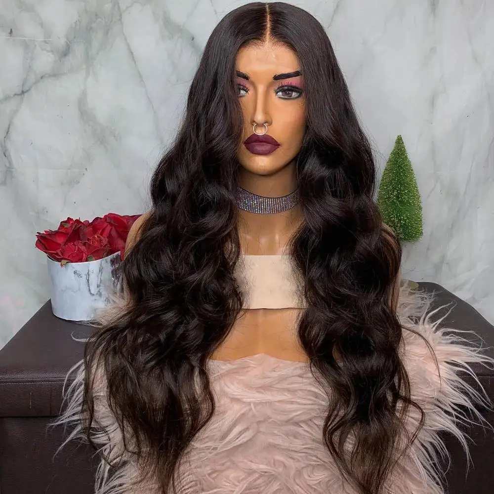 Natural Black Colodo Реми бразильские Синтетические волосы на кружеве человеческих волос парики 13X4 фиолетовый волнистый парик с детскими волосами предварительно вырезанные розовый парики из натуральных волос с Африканской структурой, Для женщин - Цвет: Natural Black