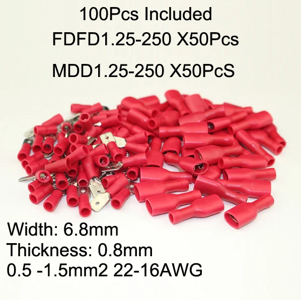 FDFD1.25 250 MDD1.25 женский и мужской изолированный Электрический обжимной терминал 16