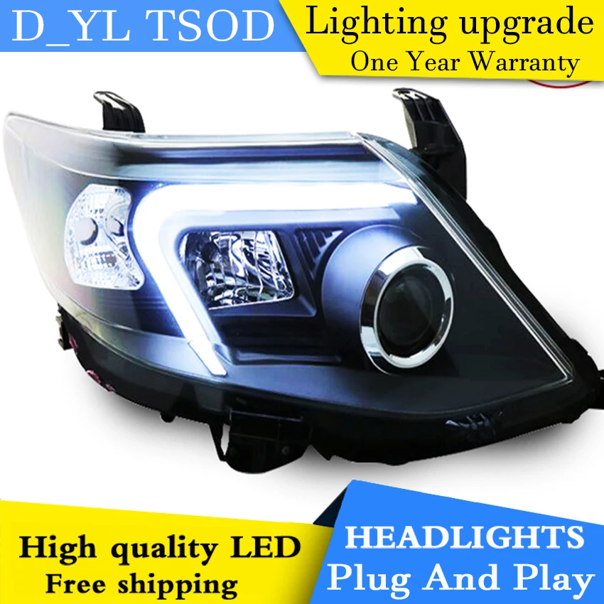 

D_YL Car Styling for Toyota Fortuner Headlights 2011-2015 Fortuner LED Headlight DRL Lens Double Beam H7 HID Xenon bi xenon lens