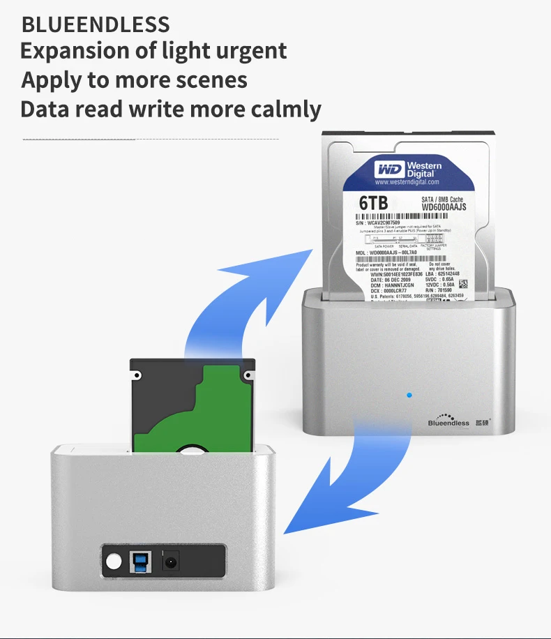 Blueendless 1 отсек hdd док-станция sata usb 3,0 Корпус жесткого диска Алюминиевый Жесткий драйвер ридер 2,5 3,5 дюймов hdd caddy