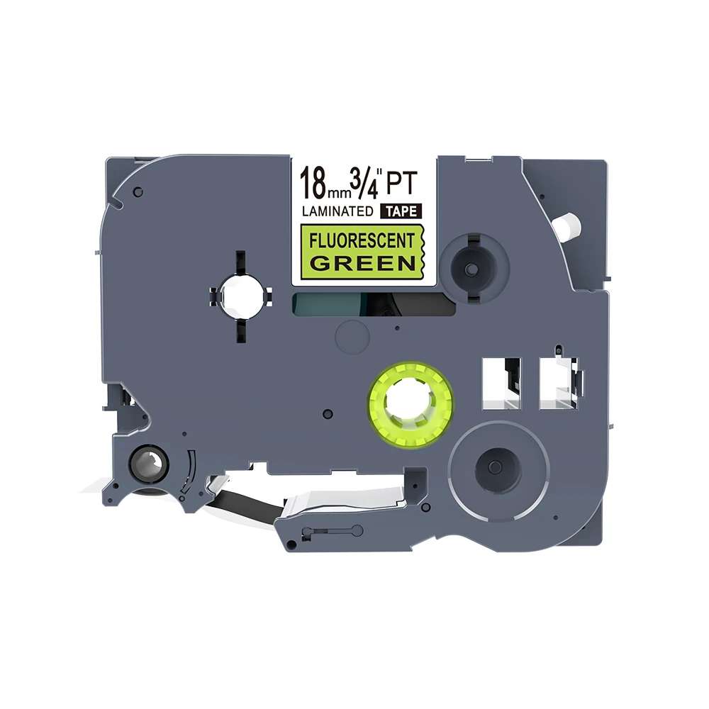 Ламинированная этикетка для принтеров Ptouch совместимая с Black on Flu.Green TZe-D41 18 мм |
