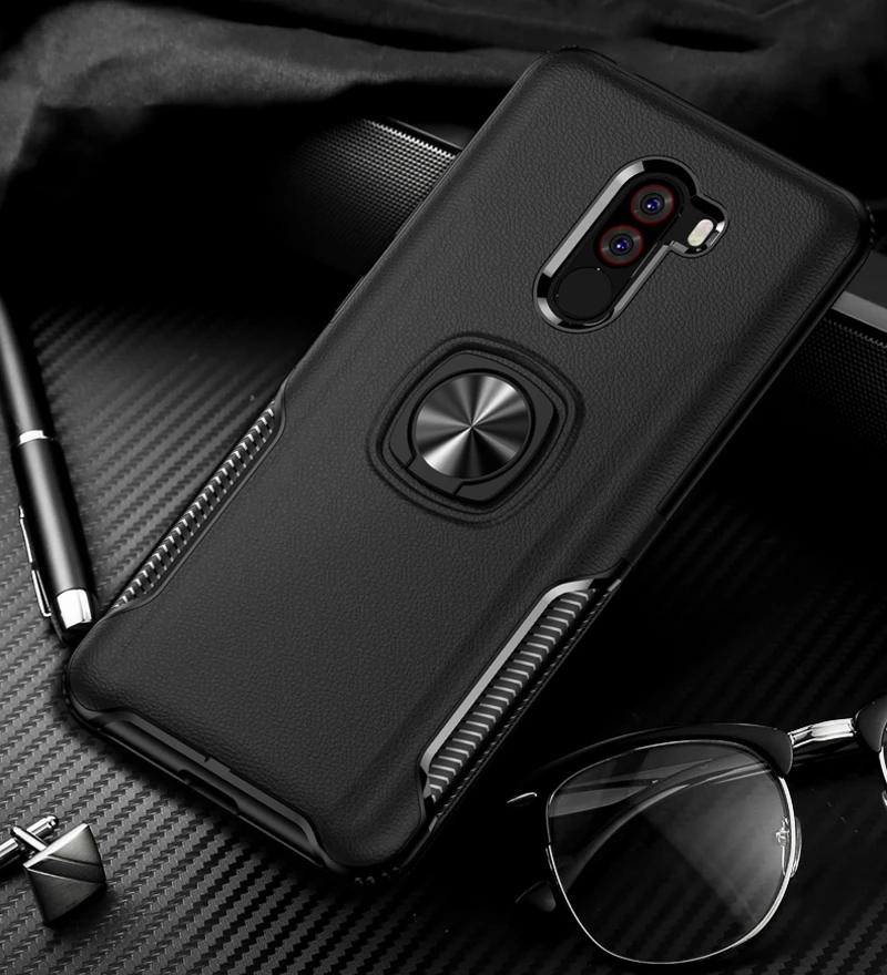 Противоударный защитный чехол для Xiaomi POCOPHONE F1, металлическое кольцо на палец, подставка, магнитный кронштейн, задняя крышка, Xiaomi POCOPHONE F1, чехол s