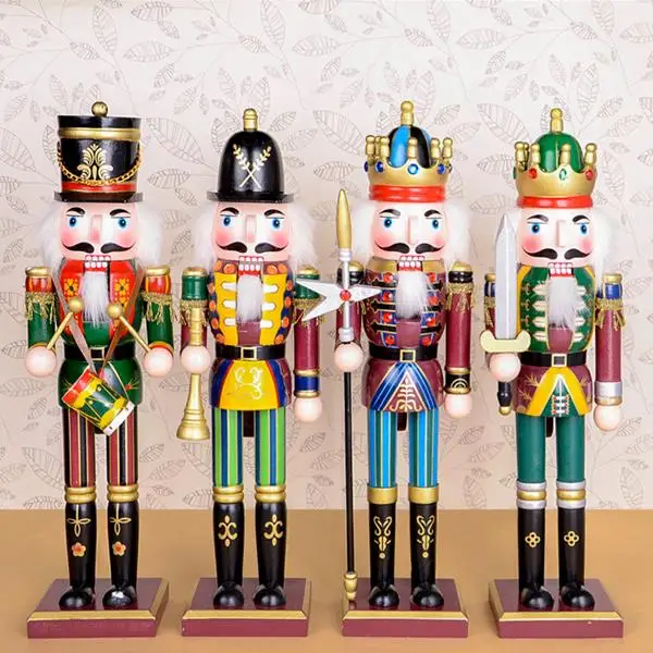 

D327 38cm Nutcracker puppet, wood hand-painted Movable doll puppets children Christmas gifts,1pcs