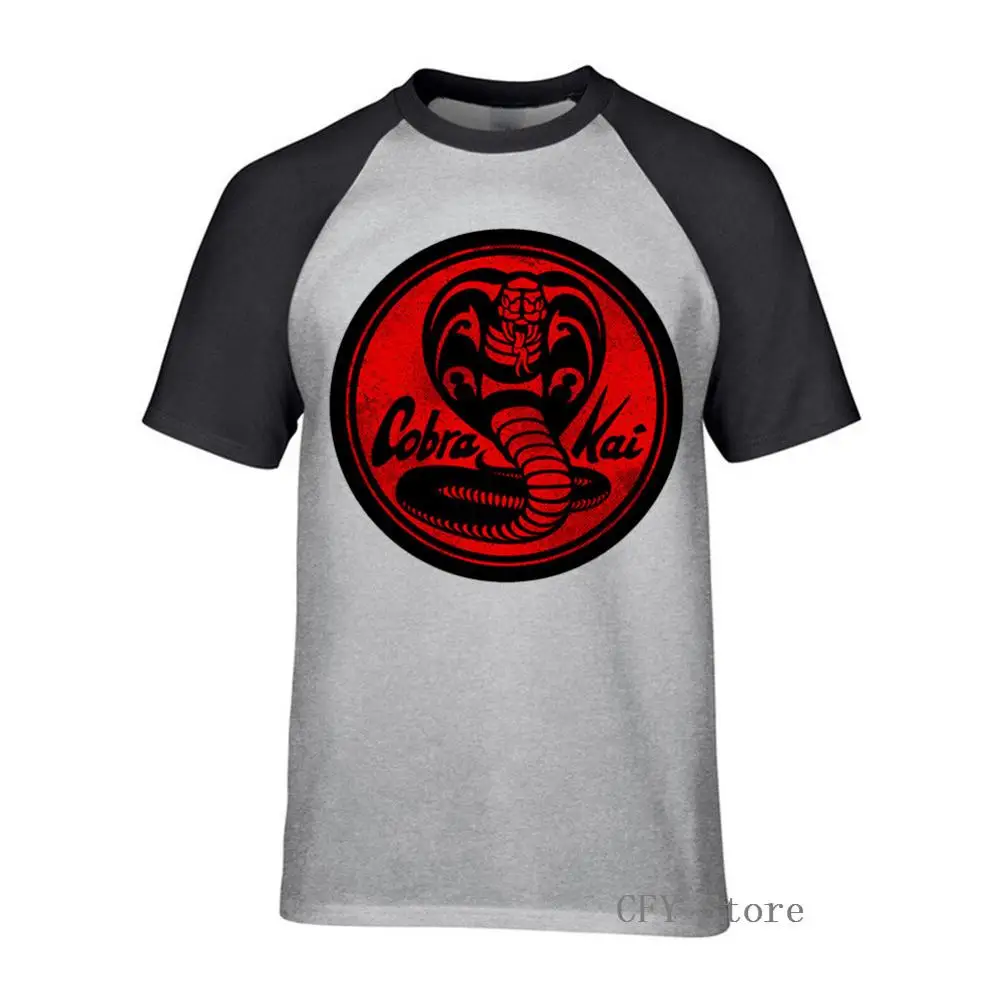 Кобра Кай с эмблемой Красная футболка 100% хлопок Круглый вырез повседневные Топы