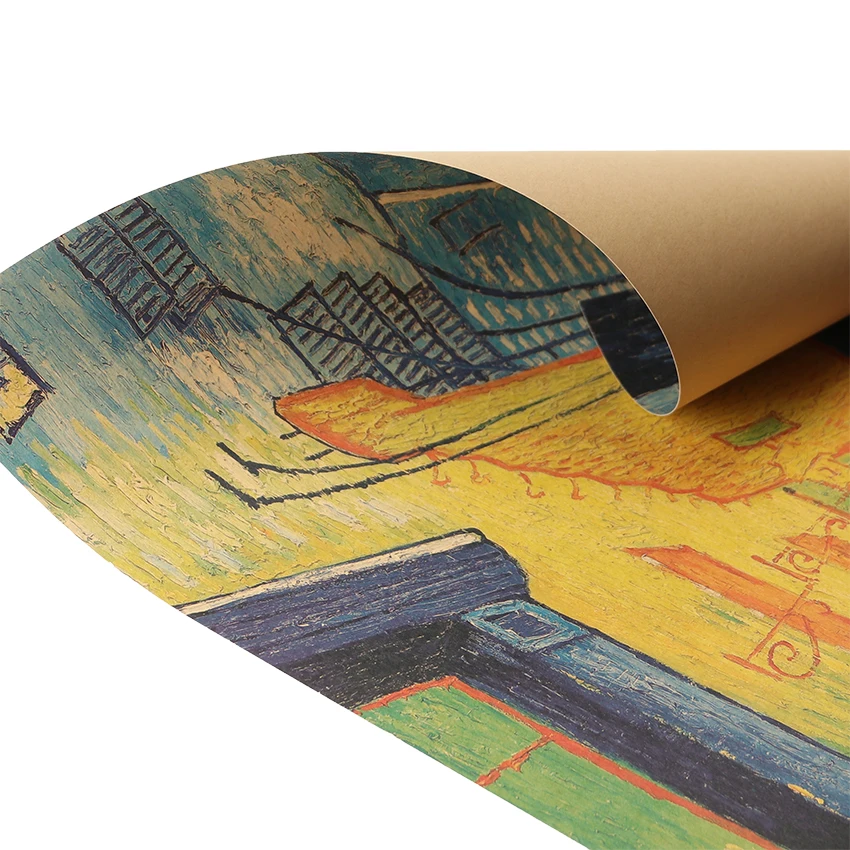 TIE LER Van Gogh Cafe Nostalgic Retro Kraft Paper Poster Painting Decorative Wall Stickers 36 X 47cm | Дом и сад