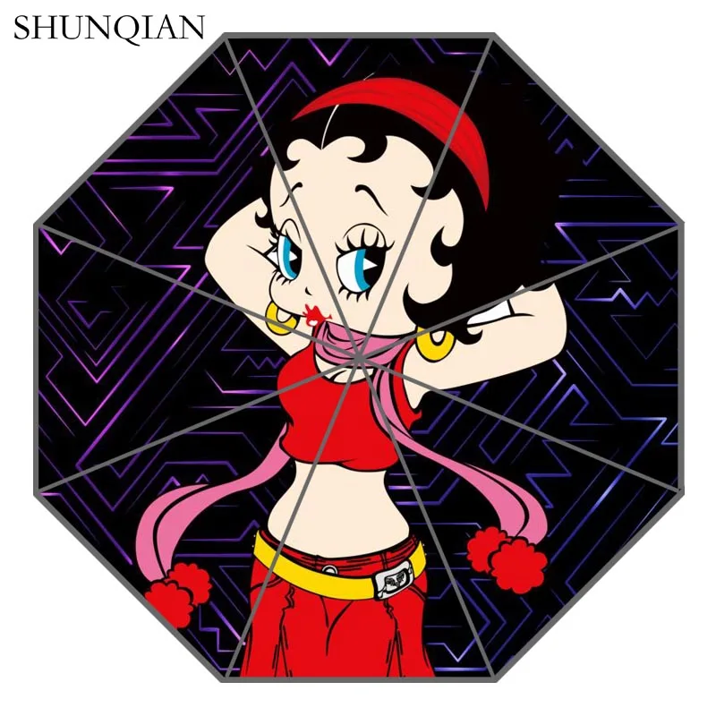 1 P# Betty Boop 02 зонт с индивидуальным принтом складной зонт от солнца и дождя для путешествий, не автоматический декоративный Высококачественный зонтик - Цвет: 1