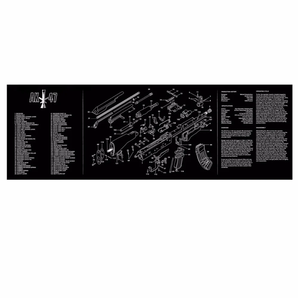 AR-15 AK47 870 резиновый коврик для чистки ружья 3" x 12" водонепроницаемый нескользящий чистящий коврик с деталями схема инструкция оружейный коврик