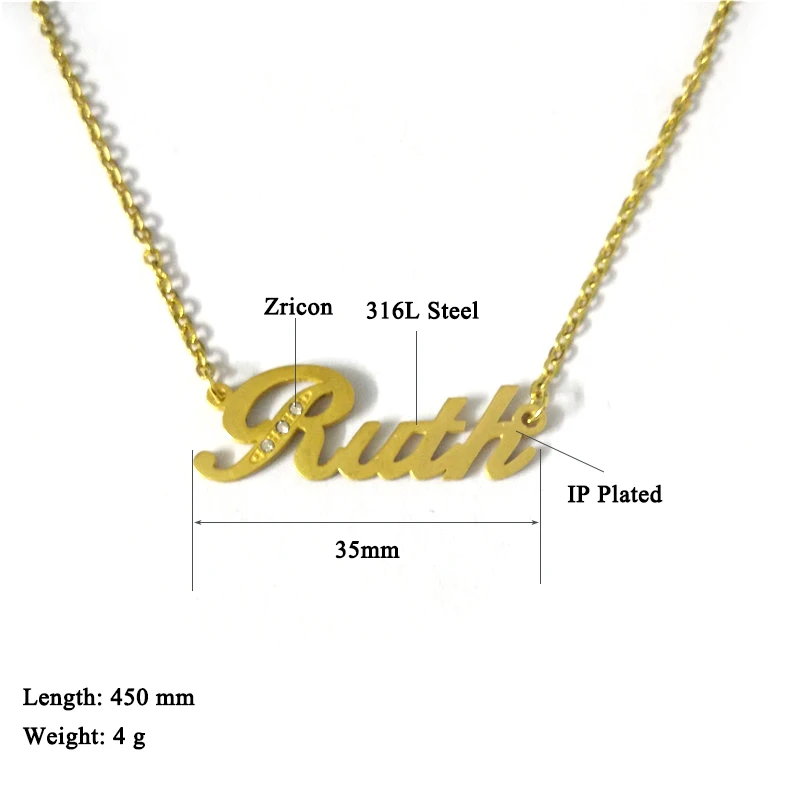 

FairLadyHood Handwriting Signature "Ruth" Custom Personalized Name Necklace 316L Stainless Steel Name Choker Necklace Women Gift