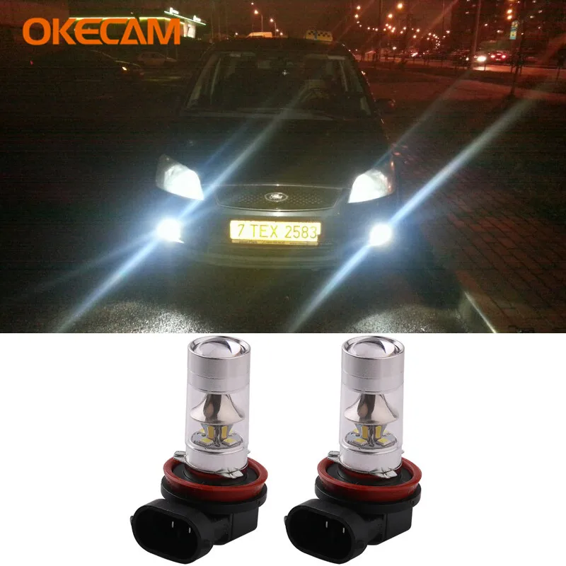 2 шт. H11 H8 Светодиодные Автомобильные фары s лампы DRL Противотуманные для Ford Focus Mondeo