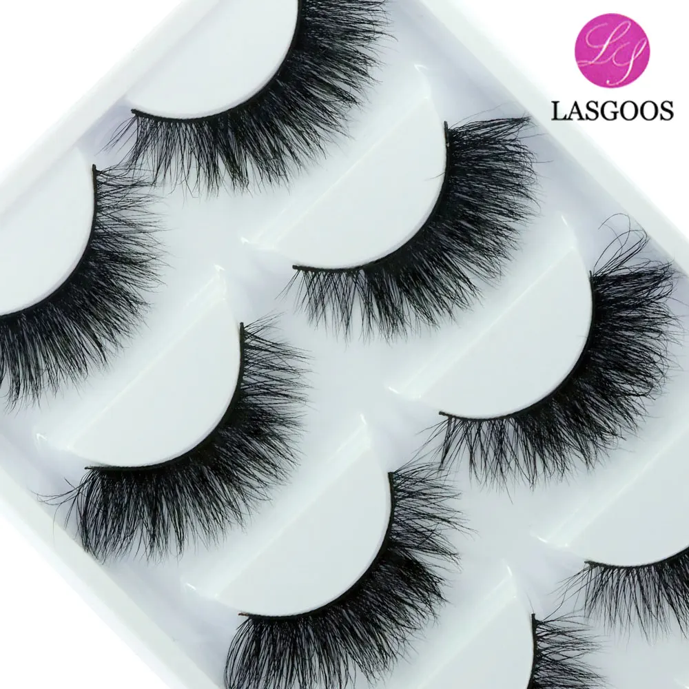 LASGOOS 5 пар настоящие норковые сибирские грязные Угловые толстые 3D Повседневные Накладные ресницы Поддельные полосы ресницы свадебный макияж для глаз A19