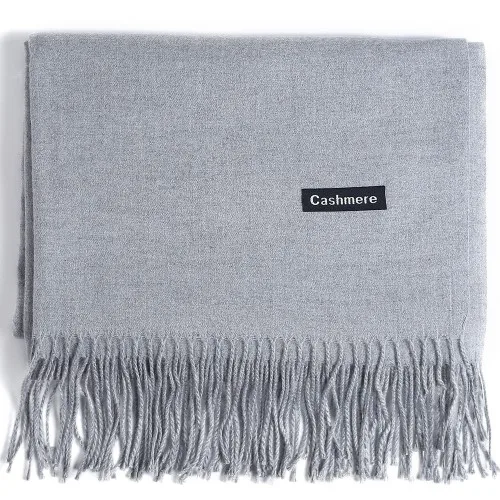 25-Smoke Grey Модный кашемировый шарф, шаль, однотонная, на осень и зиму, теплая, высокое качество, мягкий хиджаб, толстый, женский, Пашмина, роскошная, шерстяная, синяя - Цвет: 25-Smoke Grey