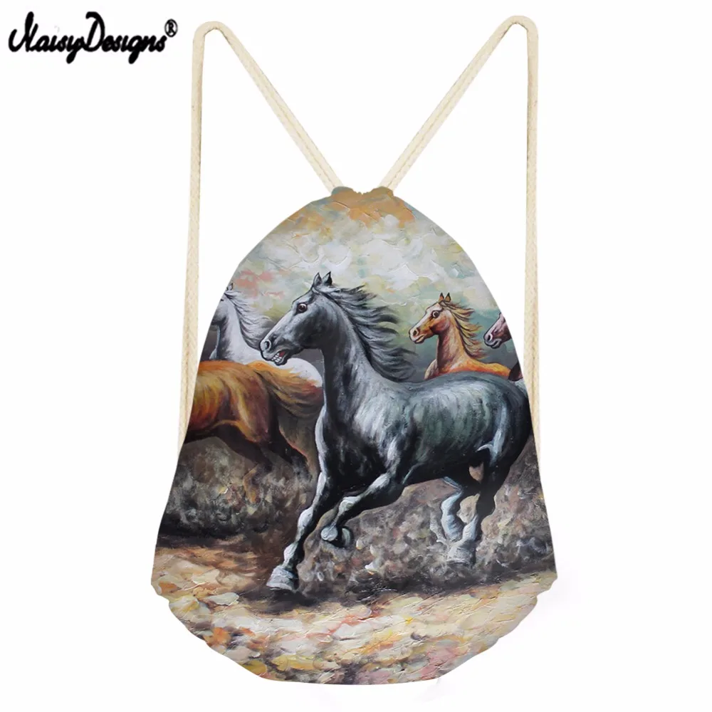 Noisydesigns Женская Повседневная сумка на шнурке Sackpack Horse cool Печатный Рюкзак Дорожная