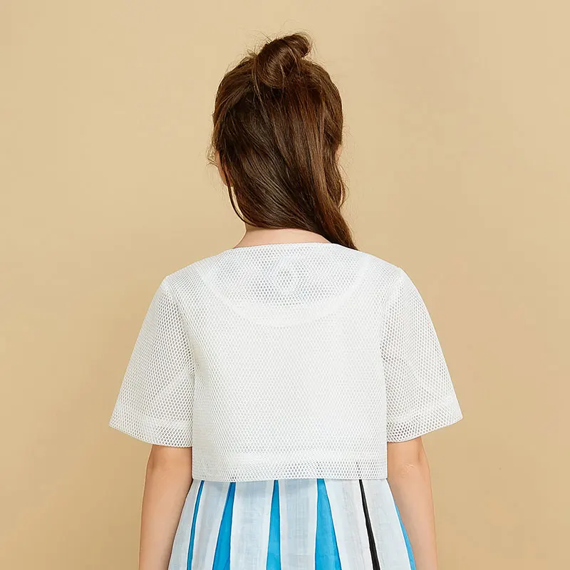 Ujar бренд короткий рукав куртка для девочек короткие узор повседневные открытые