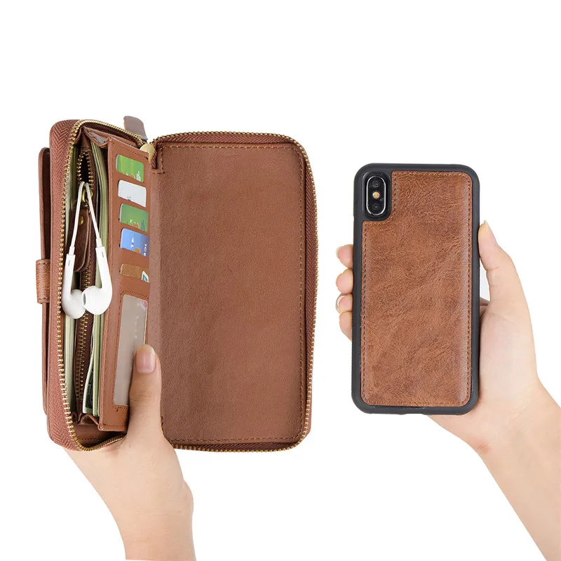 Многофункциональный Роскошный чехол кошелек из искусственной кожи на молнии для