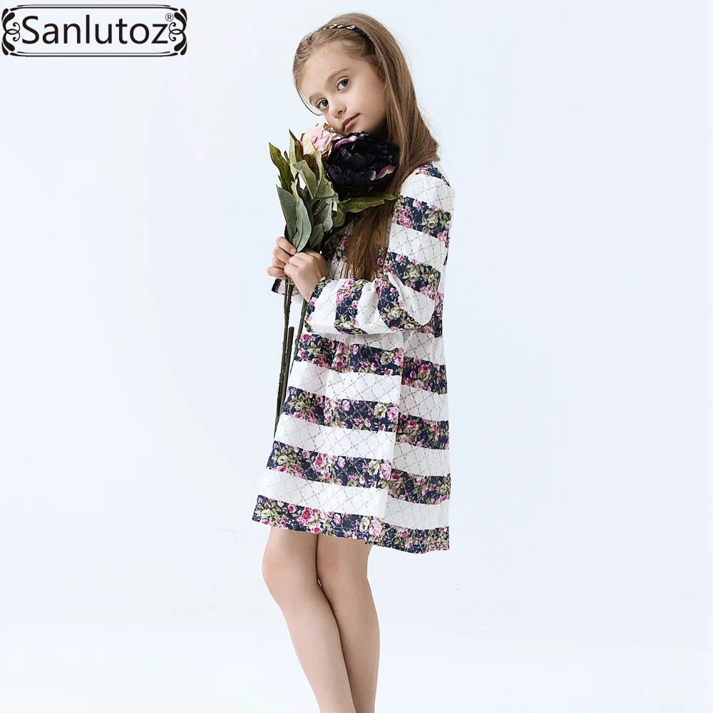 Детское кружевное платье с цветочным принтом на весну-зиму | Детская одежда и