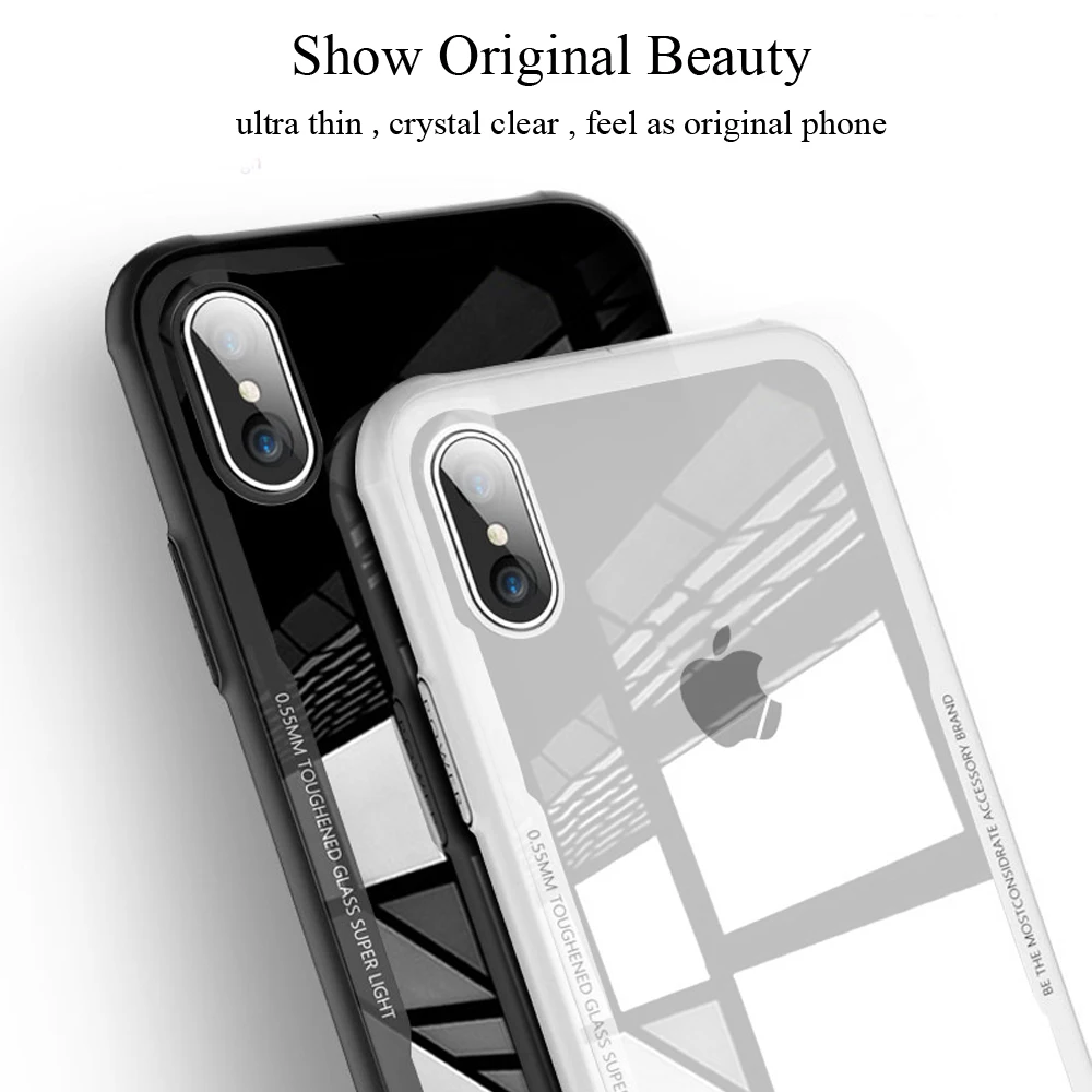 Tempered Glass Phone Case For iPhone X Xs Max Transparent Protective Cases XR Cover Coque Capinhas |