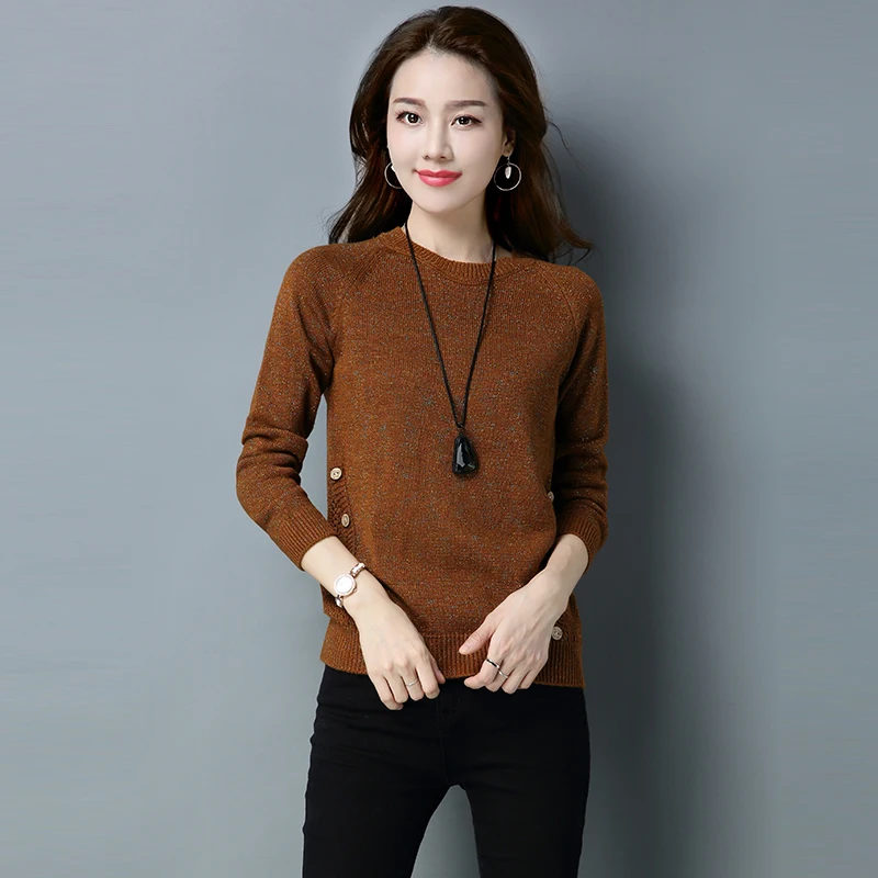 Winter Pull Sweaters 2017 Women Knitted Sweater Jumpers With Buttons Casual Korean O-neck Knitwear Pullovers | Женская одежда