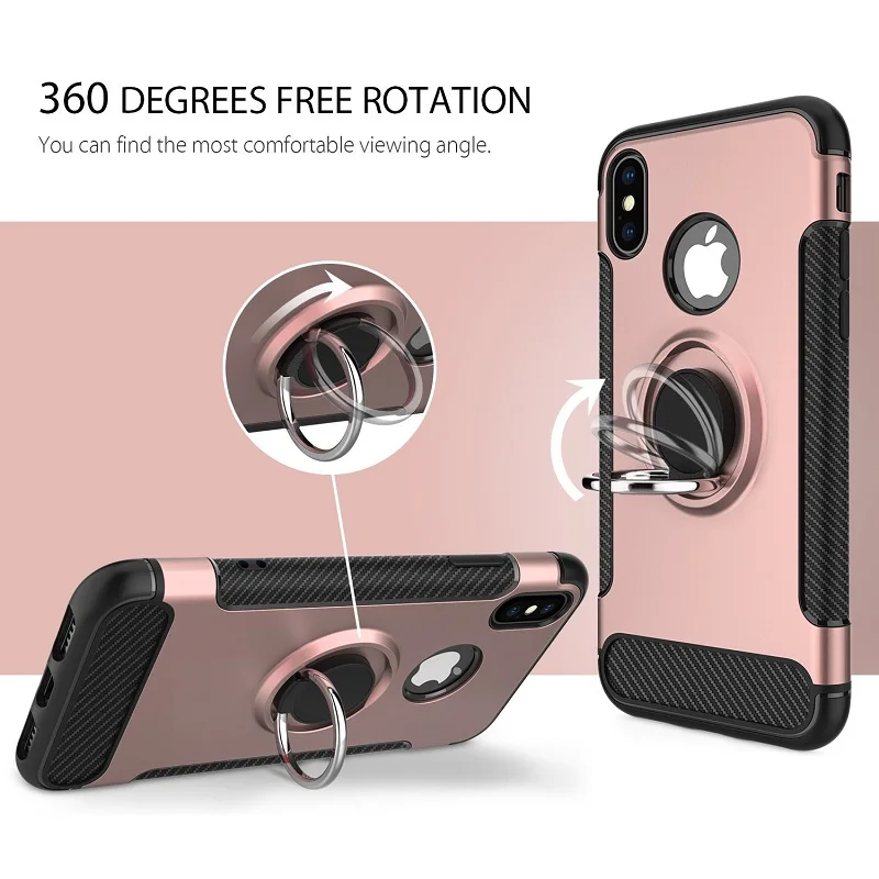 TPU Phone Case for iPhone X with finger Ring Holder stand kickstand Armor mobile phones cover magnetic bracket coque |