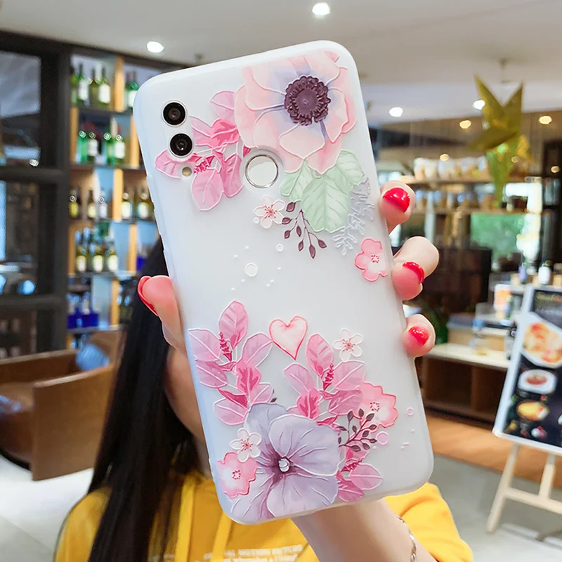 Силиконовый чехол для Huawei P Smart 2019 3D рельефные цветочные чехлы Mate 10 20 Pro P30 P20 Lite