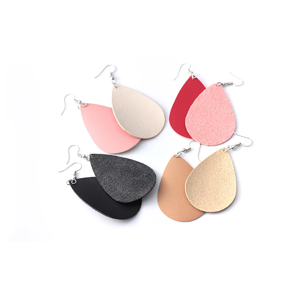 Leather Earrings Antique Looking Dangle Teardrop Earrings(Khaki)1 Pair Khaki | Украшения и аксессуары