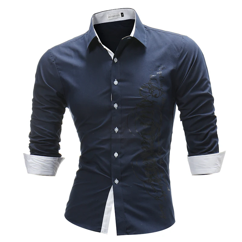 Брендовая 2018 Модная Повседневная рубашка с длинным рукавом мужские строгие