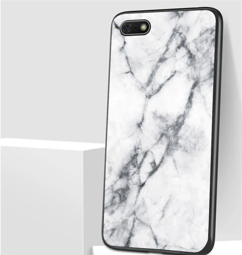 Чехол из закаленного стекла и мрамора для honor 7A, чехол для huawei honor 7A DUA-L22, чехол 5,45 дюйма, задняя крышка для huawei Y5, чехол для телефона s