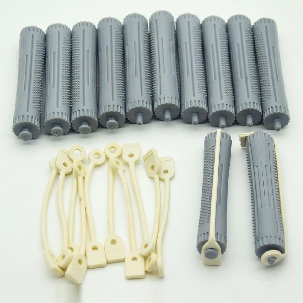 12 шт. парикмахерские стержни с резиновой лентой бигуди для волос пластиковые